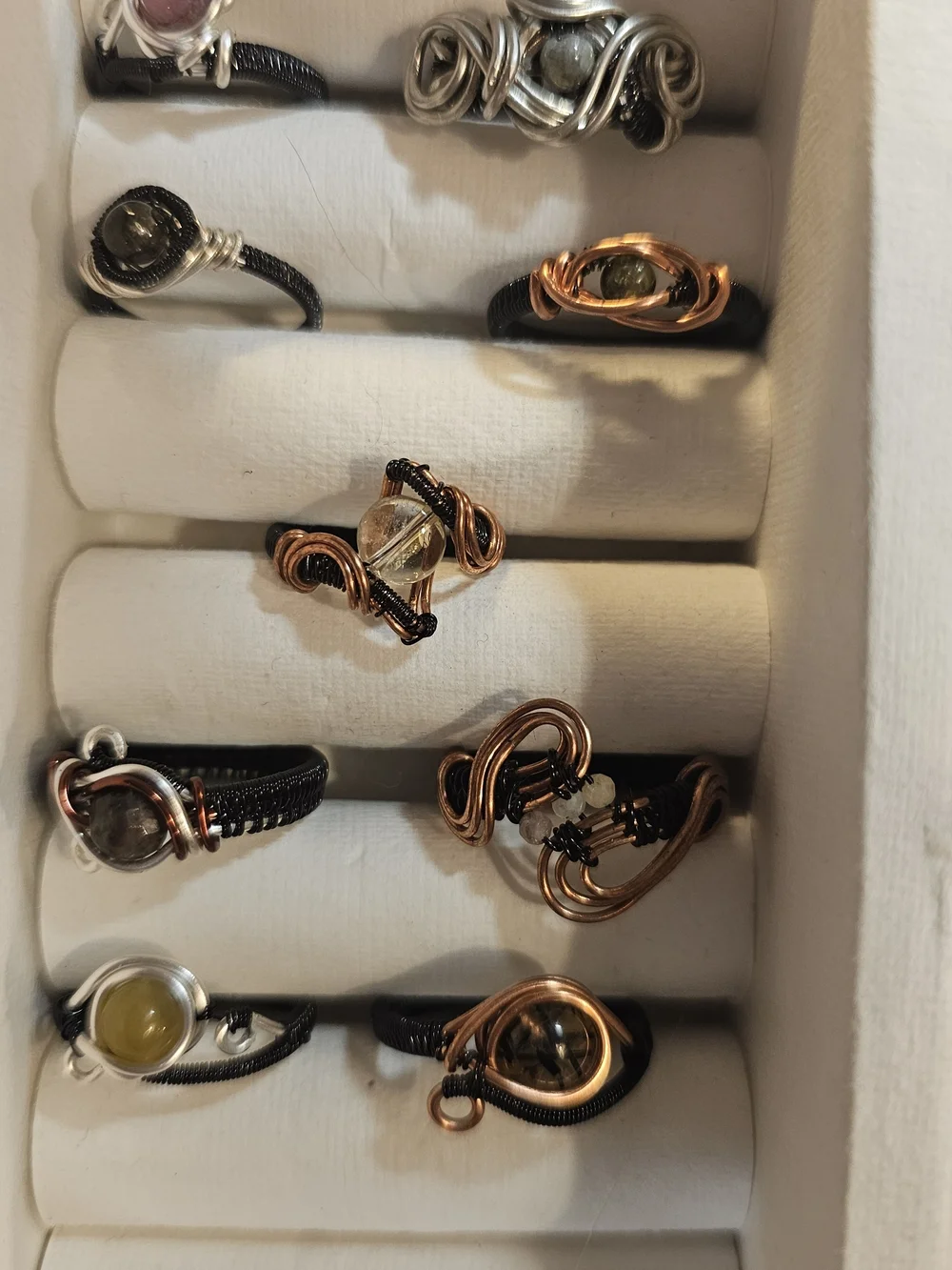 Handcrafted Copper & Black Wrapped Wire Ring Lot Of 9 Great For Resell!